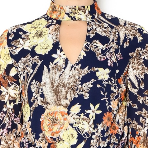 LUCCA key hole long sleeve romper floral UO NWT M - Picture 2 of 2